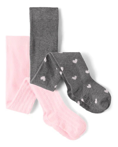 Baby And Toddler Girls Heart Tights 2-Pack