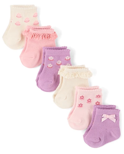 Baby Girls Floral Scalloped Midi Socks 6-Pack