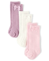 Baby Girls Bow Pointelle At Knee Socks 3-Pack