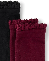 Girls Pointelle Boot Socks 2-Pack