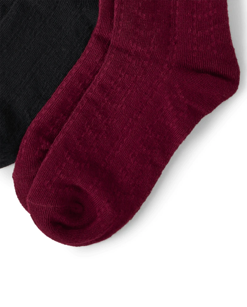 Girls Pointelle Boot Socks 2-Pack