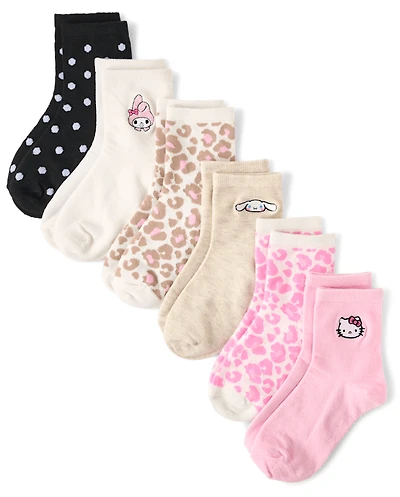 Girls Hello Kitty® Embroidered Midi Socks 6-Pack