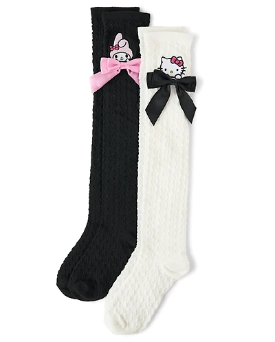Girls Hello Kitty® Embroidered Bow Boots Socks 2-Pack