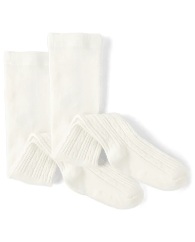 Girls Cable Knit Tights 2-Pack