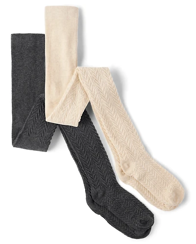 Girls Pointelle Tights 2-Pack