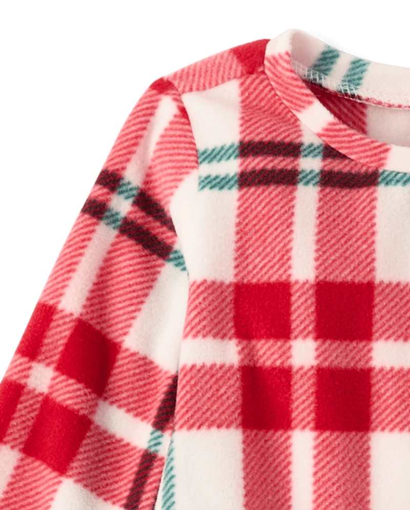Baby And Toddler Girls Matching Family Plaid Dream Fleece Ruffle Nightgown
