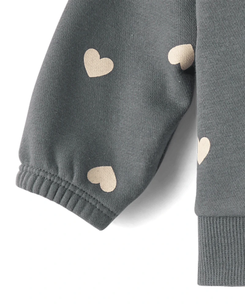 Baby Girls Heart Premium Fleece 2-Piece Playwear Set