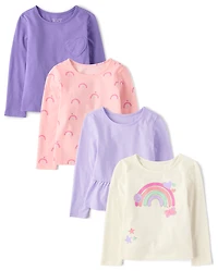 Toddler Girls Rainbow Top 4-Pack