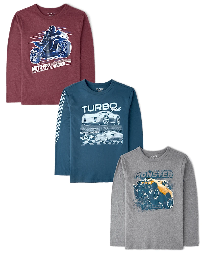 Boys Vehicle Graphic Tee 3-Pack