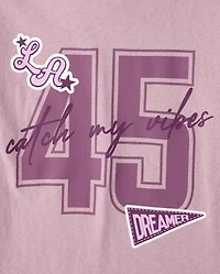 Girls School Catch My Vibes Varsity Graphic Tee