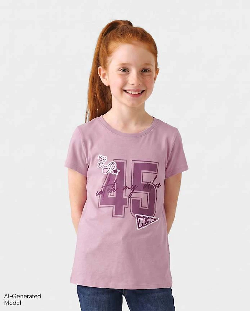 Girls School Catch My Vibes Varsity Graphic Tee