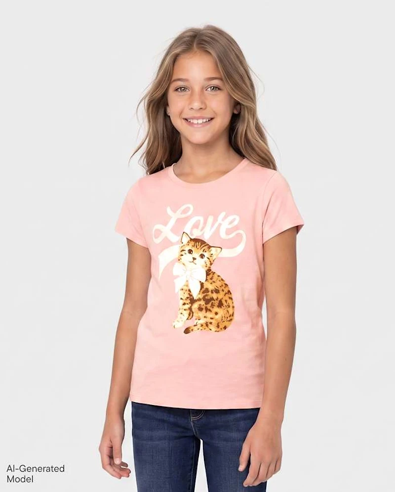 Girls Love Cat Graphic Tee