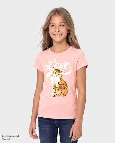 Girls Love Cat Graphic Tee