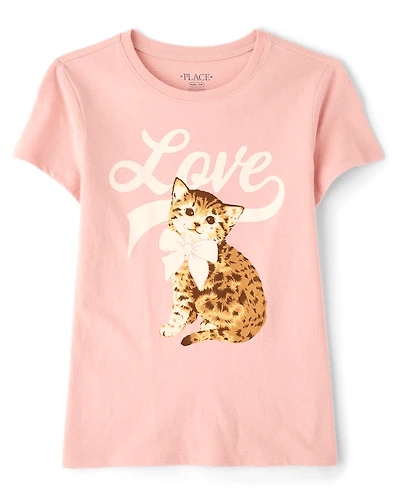 Girls Love Cat Graphic Tee