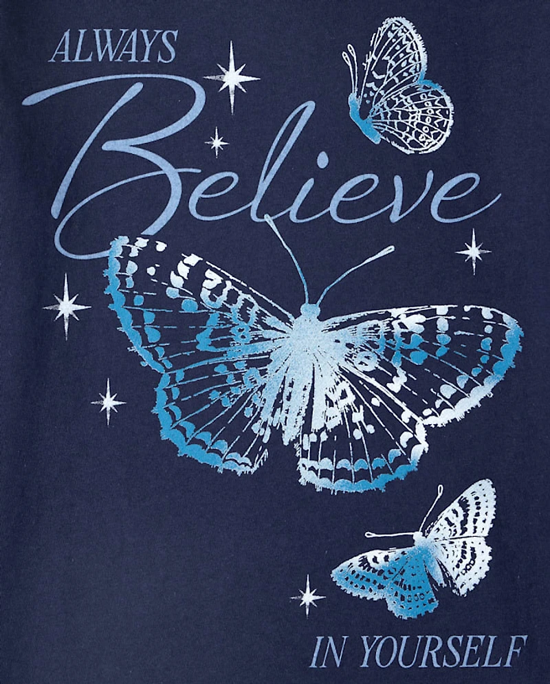 Girls Believe Butterfly Graphic Tee