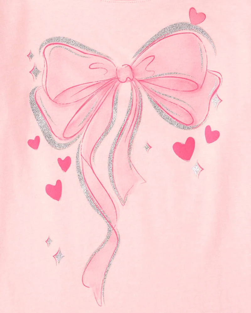 Girls Bow Hearts Graphic Tee