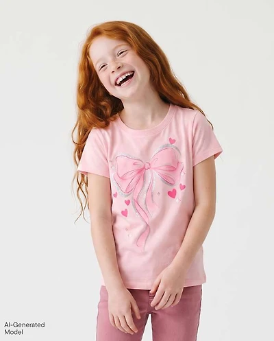 Girls Bow Hearts Graphic Tee
