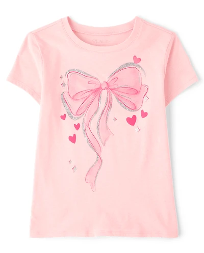 Girls Bow Hearts Graphic Tee
