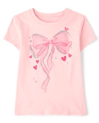 Girls Bow Hearts Graphic Tee
