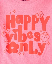Girls Happy Vibes Only Graphic Tee