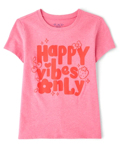 Girls Happy Vibes Only Graphic Tee
