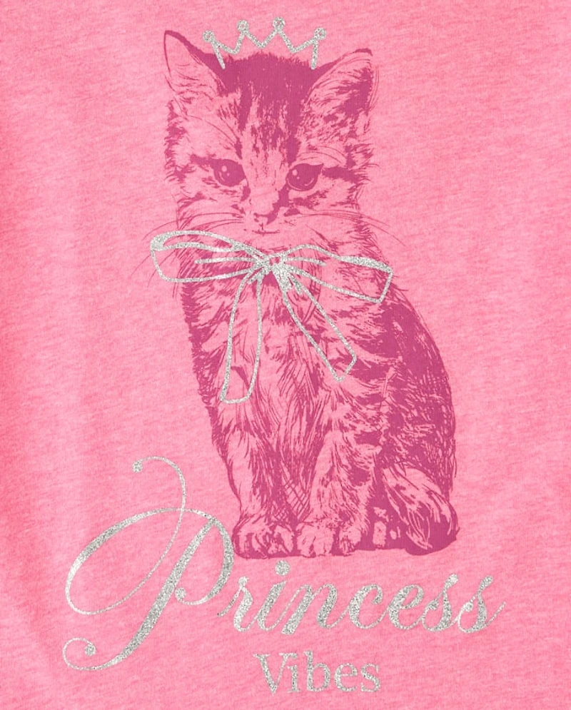 Girls Cat Princess Graphic Tee