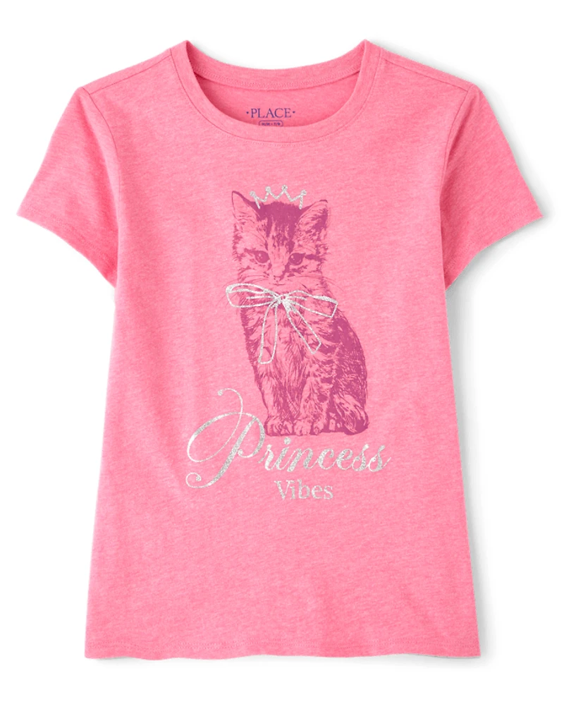 Girls Cat Princess Graphic Tee