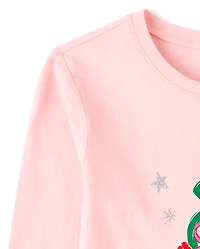 Girls Bow Christmas Tree Graphic Tee