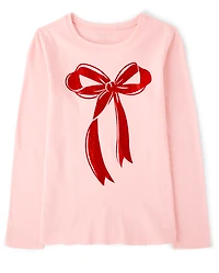 Girls Christmas Bow Graphic Tee