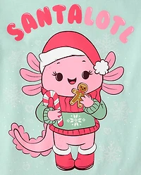 Girls Christmas Axolotl Graphic Tee
