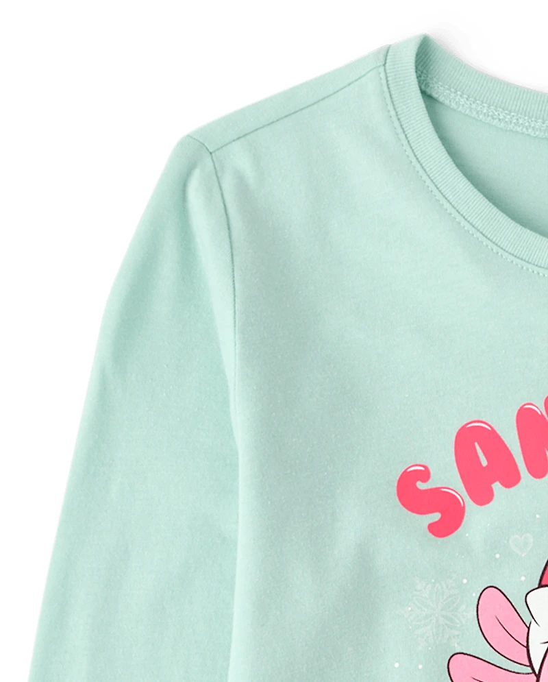 Girls Christmas Axolotl Graphic Tee