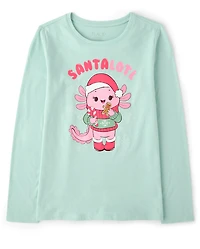 Girls Christmas Axolotl Graphic Tee