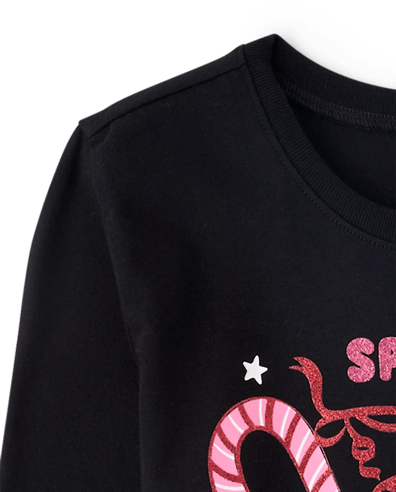 Girls Christmas Doodles Graphic Tee