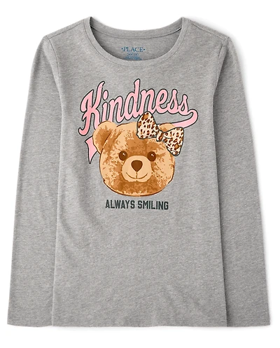 Girls Kindness Bear Graphic Tee