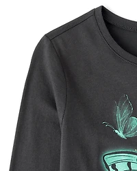 T-shirt graphique papillons pour filles