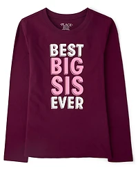Girls Best Big Sis Ever Graphic Tee