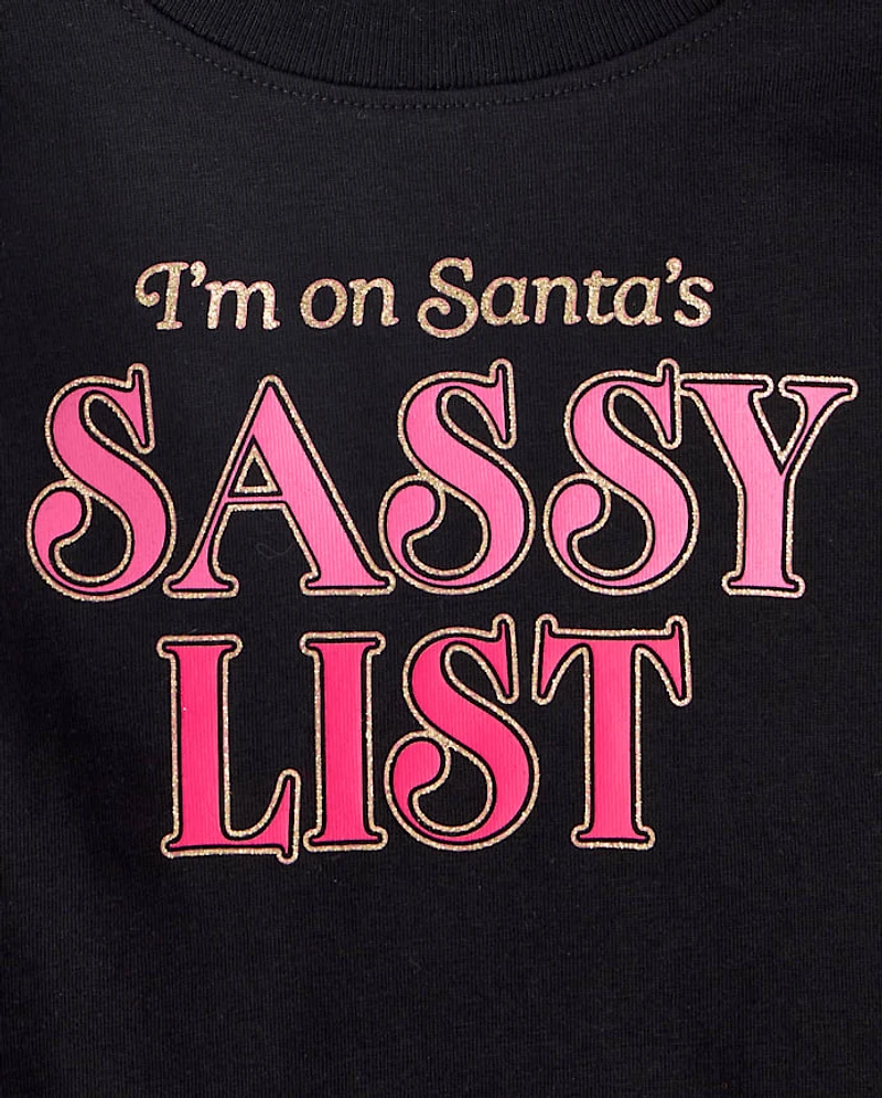 Baby And Toddler Girls Christmas Sassy List Graphic Tee