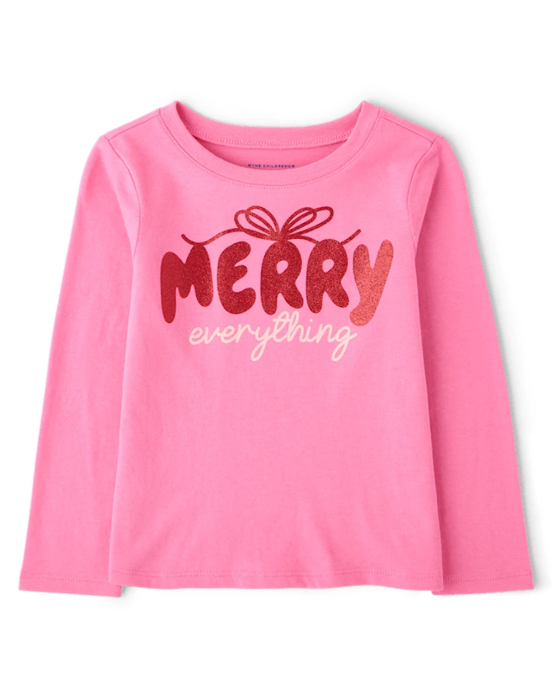Baby And Toddler Girls Christmas Merry Everything Graphic Tee