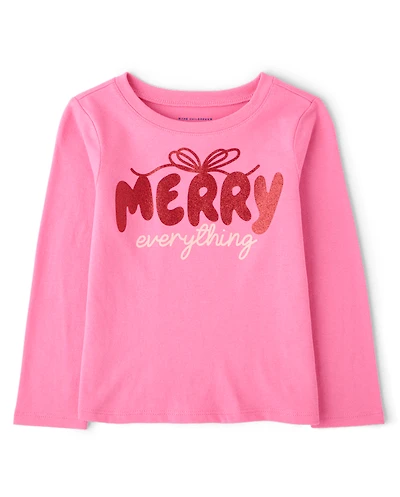 Baby And Toddler Girls Christmas Merry Everything Graphic Tee