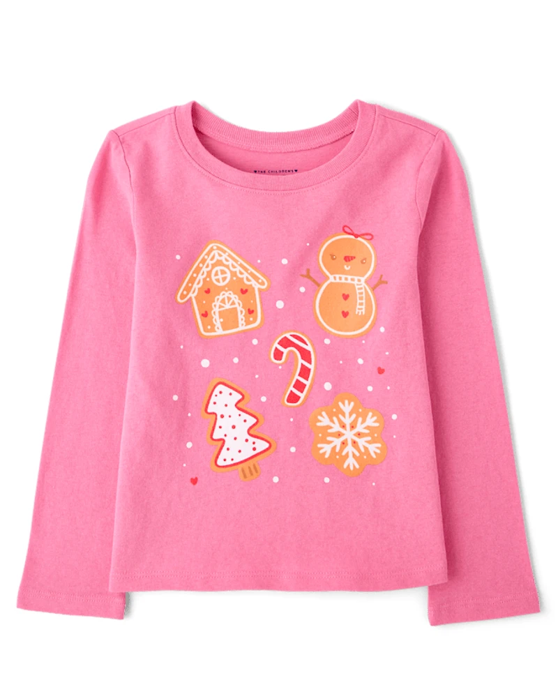 Baby And Toddler Girls Christmas Cookies Graphic Tee