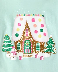 Baby And Toddler Girls Christmas Gingerbread House Graphic Tee