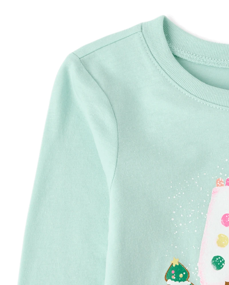 Baby And Toddler Girls Christmas Gingerbread House Graphic Tee