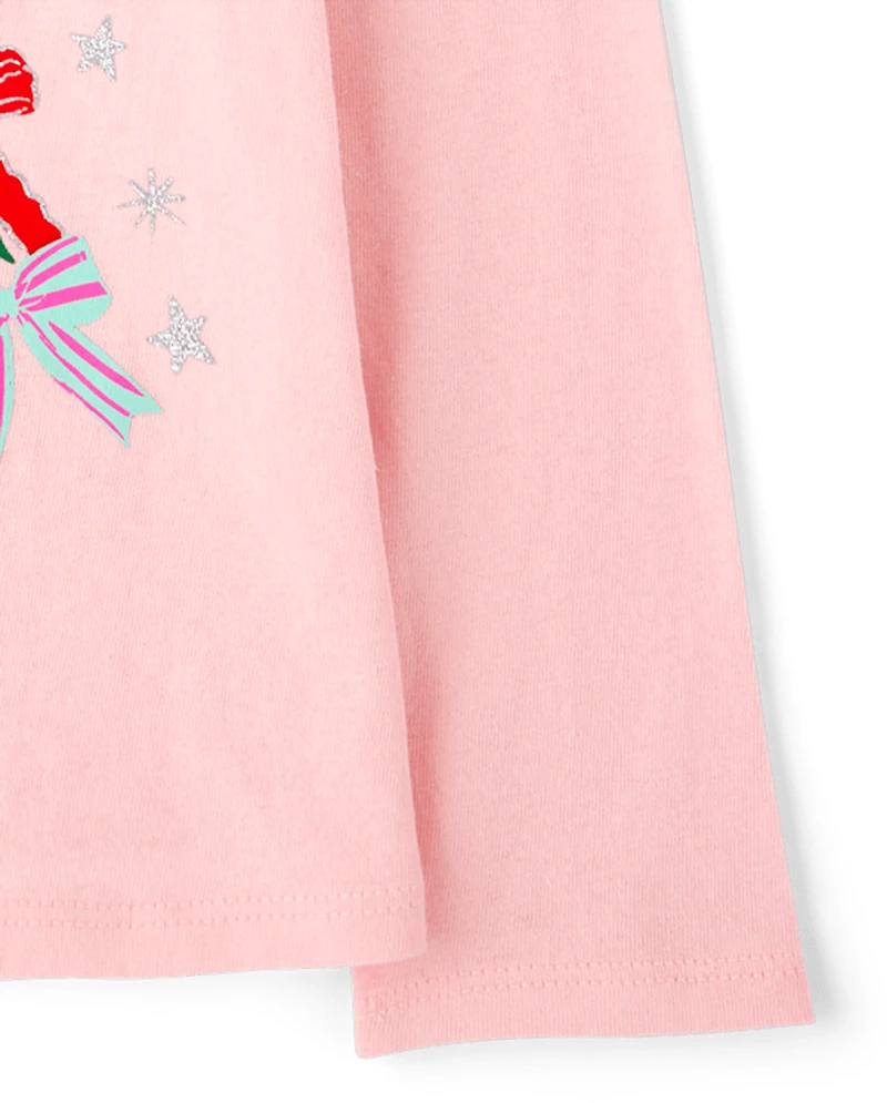 Baby And Toddler Girls Christmas Tree Bows Graphic Tee