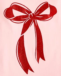 Baby And Toddler Girls Christmas Bow Graphic Tee