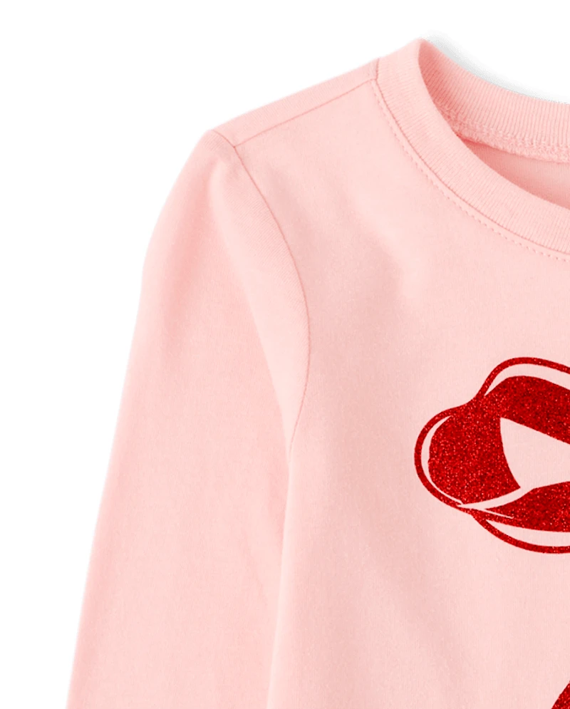 Baby And Toddler Girls Christmas Bow Graphic Tee