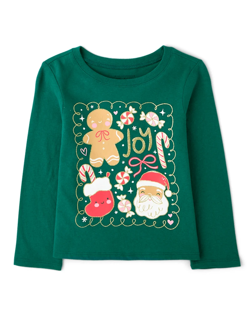 Baby And Toddler Girls Christmas Joy Graphic Tee