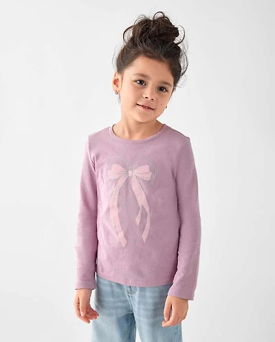 Baby And Toddler Girls Bow Graphic Tee