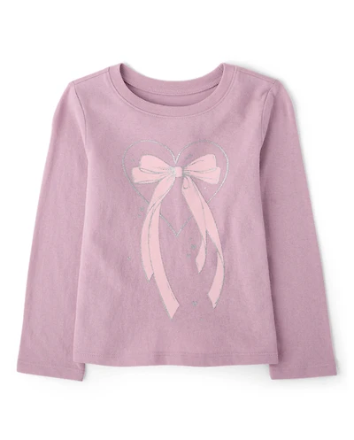 Baby And Toddler Girls Bow Graphic Tee