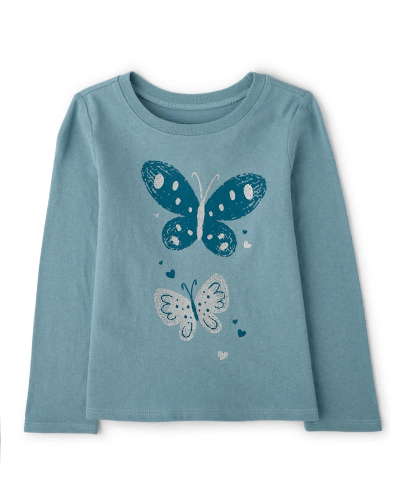 Baby And Toddler Girls Butterflies Graphic Tee