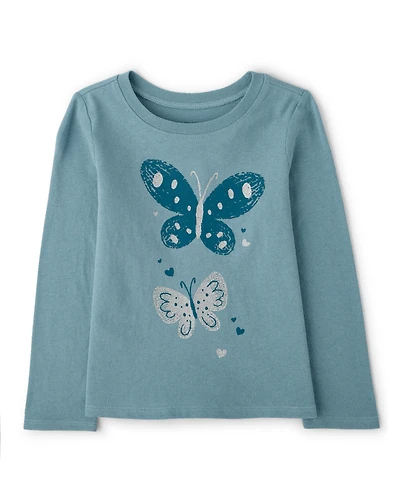 Baby And Toddler Girls Butterflies Graphic Tee